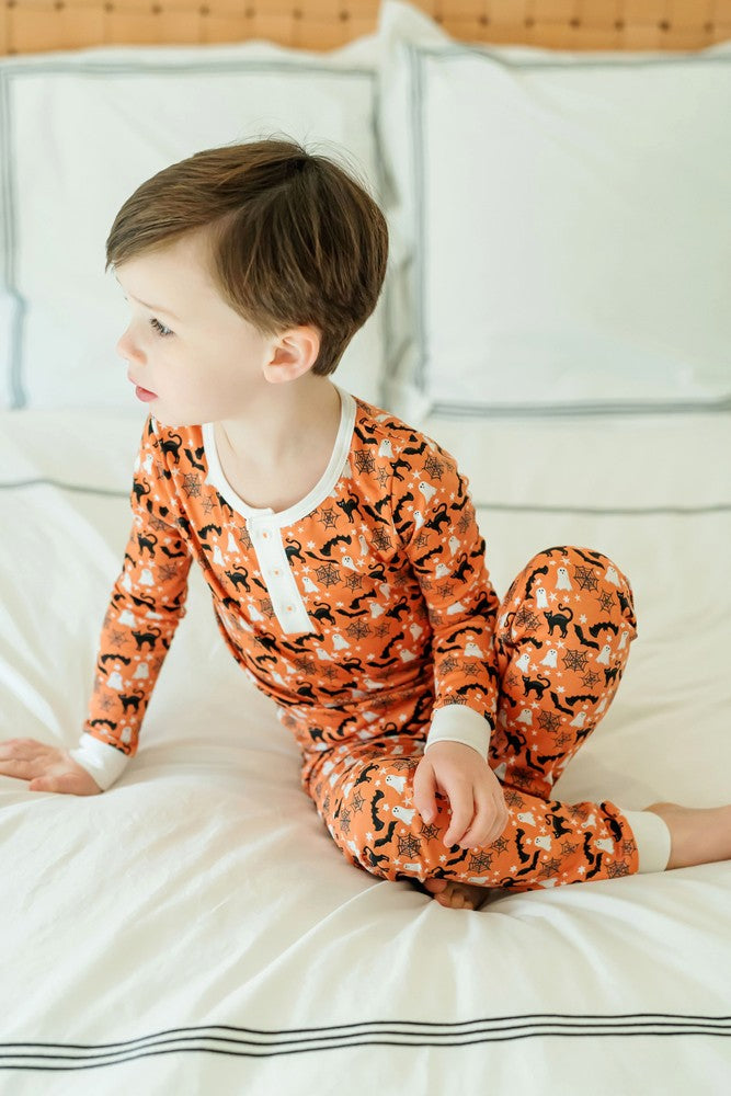 Lila & Hayes Boys Jack Pajamas - Orange Halloween