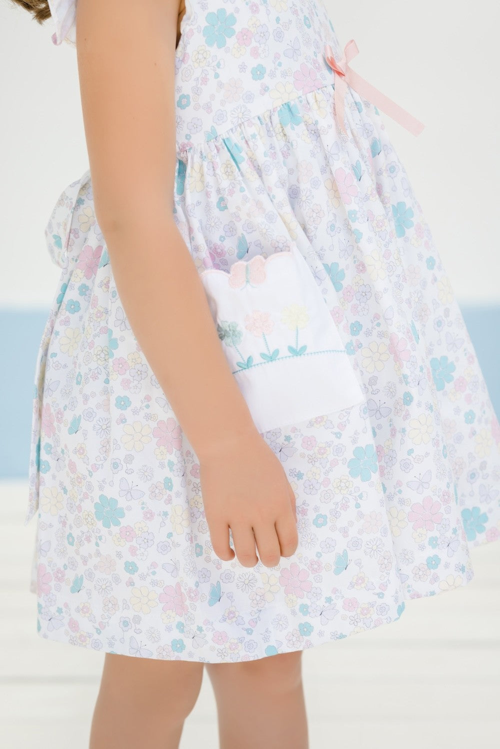 Sal & Pimenta Girls Dress - Pockets - Flutter Sleeves - Butterflies