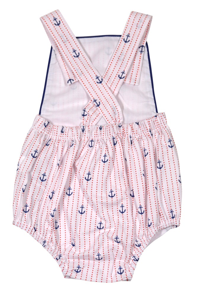 James & Lottie Baby Boys Blue Anchors Print Miller Bubble