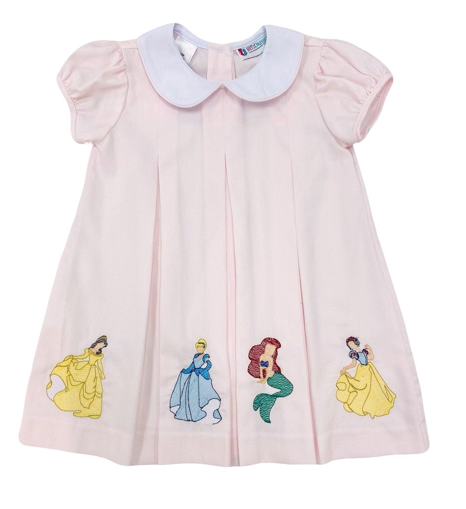 LuLu BeBe Girls Dana Dress - Embroidered Princesses - Pink