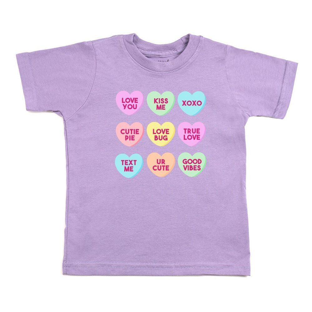 Sweet Wink Girls Valentine's Day Candy Hearts Short Sleeve Shirt - Lavender