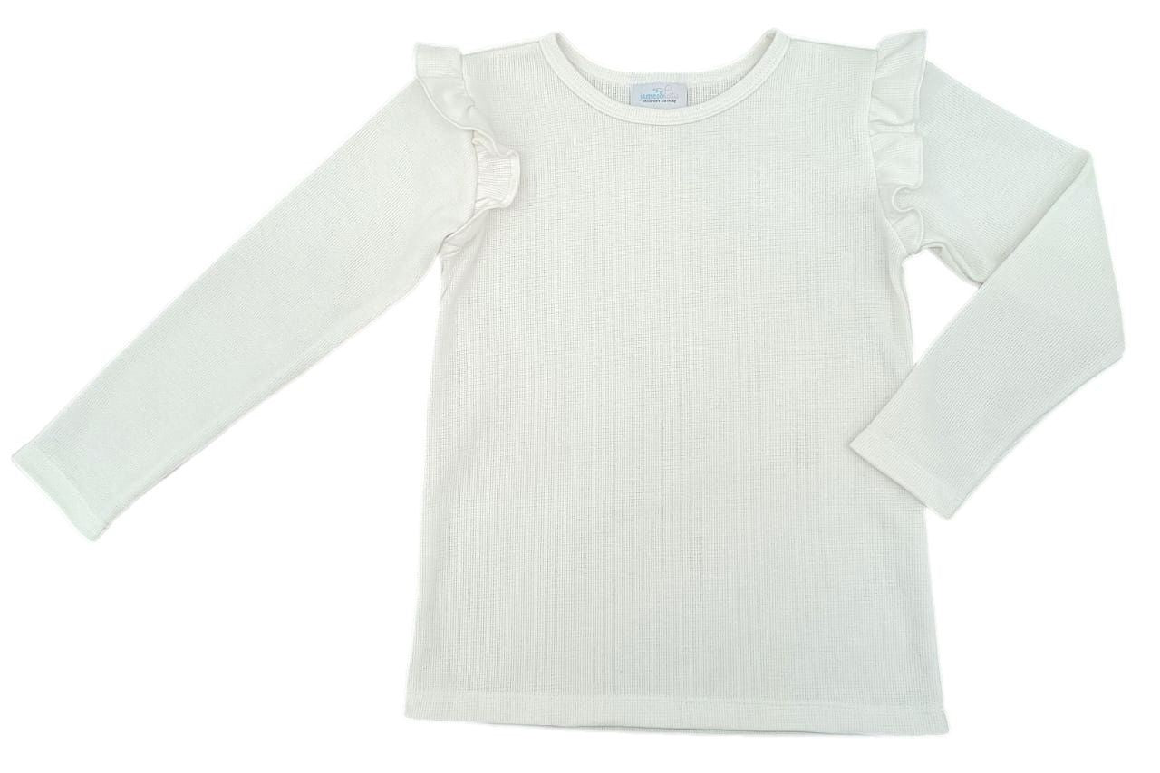 James & Lottie Be Elizabeth Girls Ruffle Shoulder Top - Cream by James & Lottie