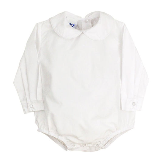 The Bailey Boys White Piped Shirt Onesie - Long Sleeves - Boys