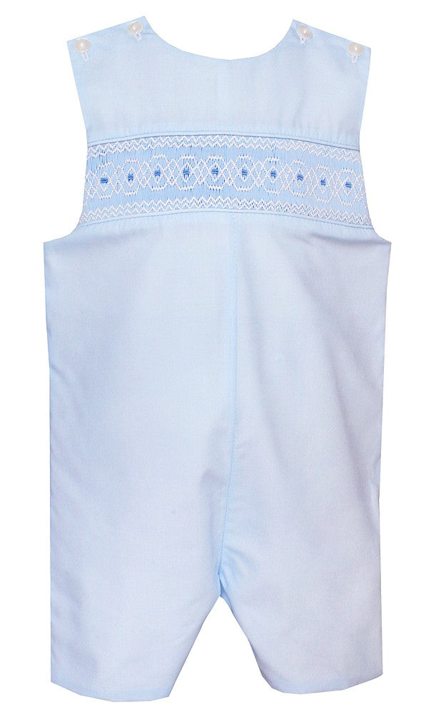 Petit Bebe Baby Boys Blue Poplin Smocked Jon Jon