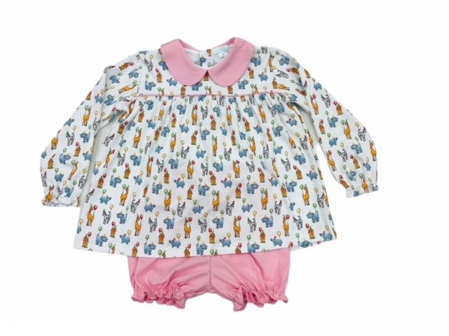 La Luna Baby / Toddler Girls Pink Animal Birthday Party Bloomers Set