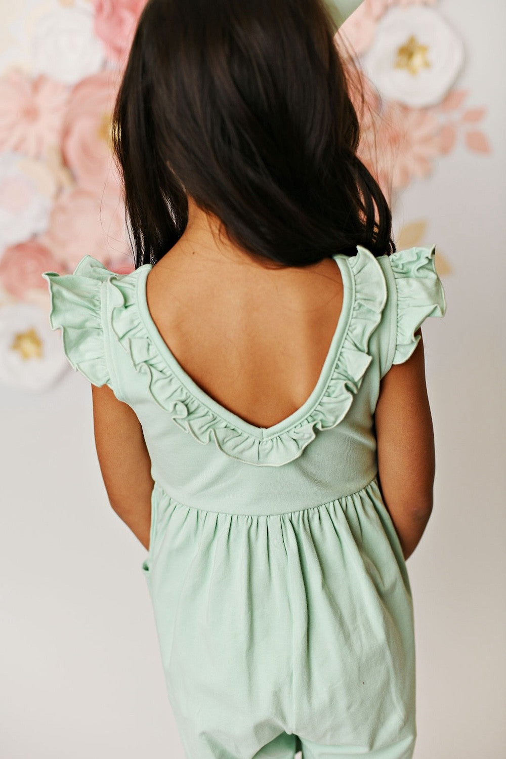 Swoon Baby Girls Pocket Jumper Romper - Seafoam Green