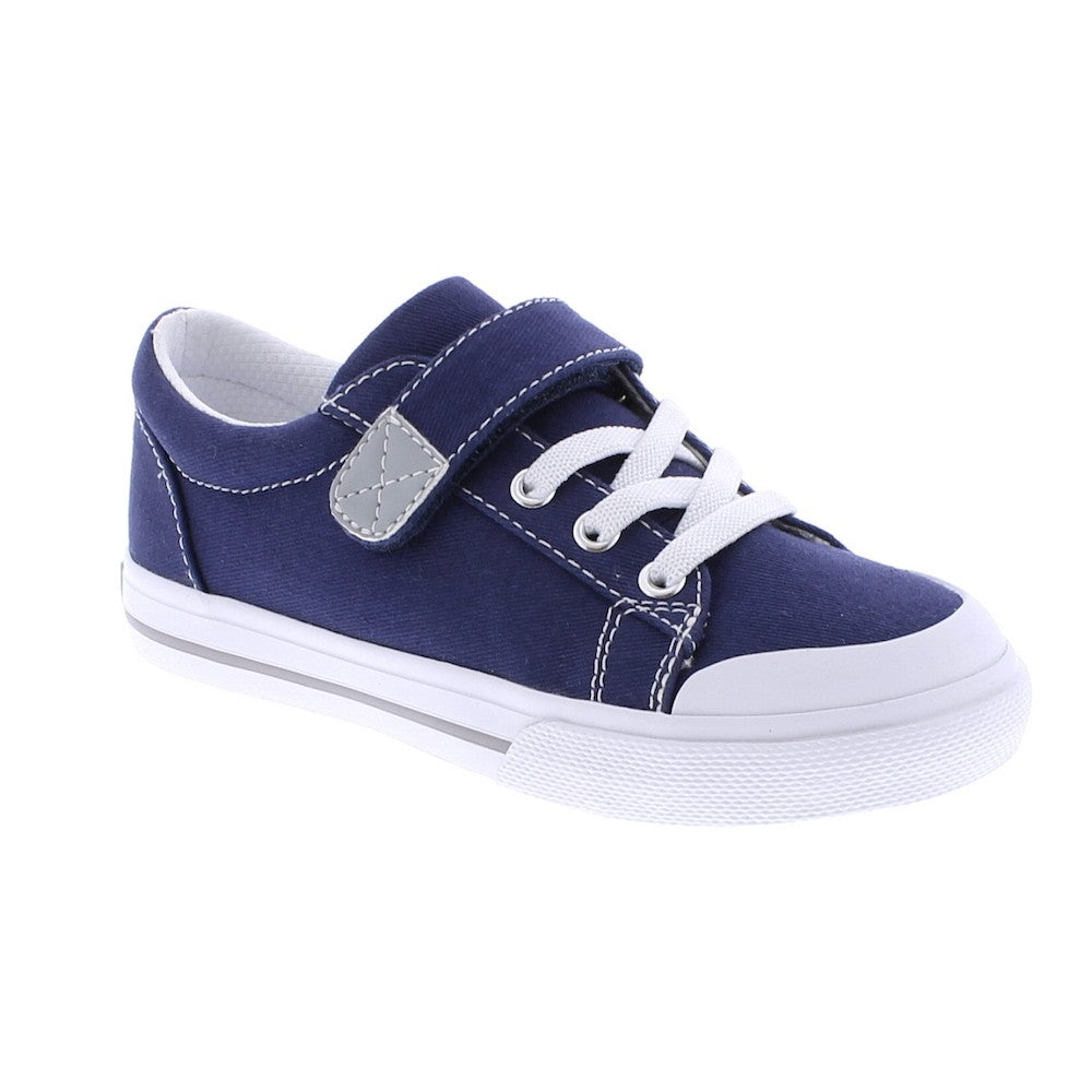 Footmates Kids Shoes - Jordan Vulcanized Canvas with Velcro - Navy Blue