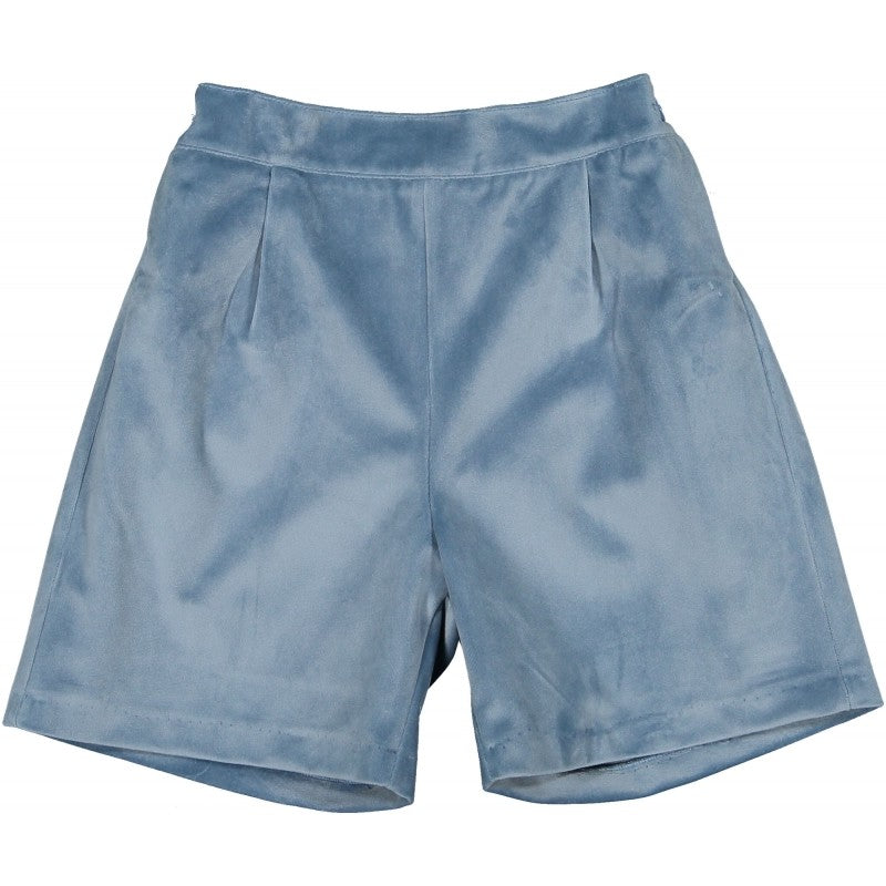 Sal & Pimenta Boys Dressy Velvet Shorts - Dusty Blue