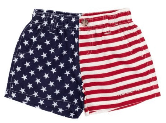 Properly Tied Boys Mallard Shorts - Patriotic Freedom Flag by Properly Tied