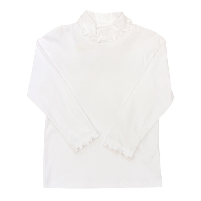 Bailey Boys Girls Turtleneck Shirt - Ruffle - White