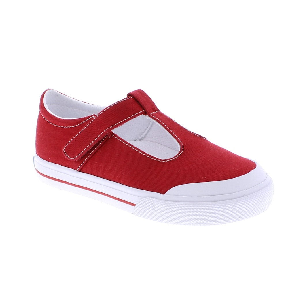 Footmates Girls Shoes - Drew Vulcanized Canvas Mary Janes - Red