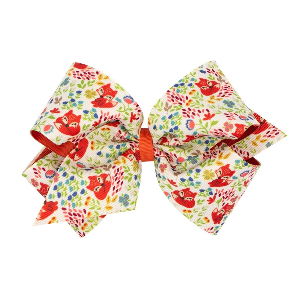 Wee Ones Girls Fall Hair Bow - Animals Print - Fox