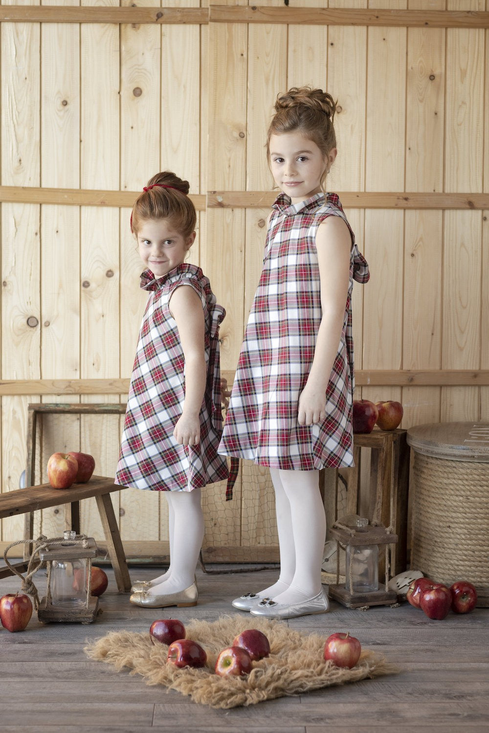 Luli & Me Gabby Girls Blair Dress - Red Holiday Plaid - Big Bow on Back