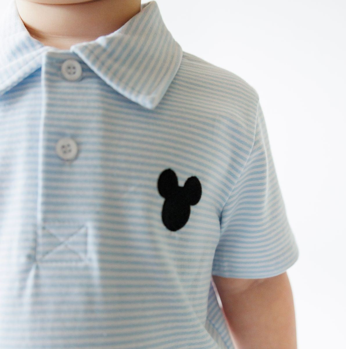 Itsy Bitsy Boys Light Blue Polo Shirt - Mouse Ears Embroidery