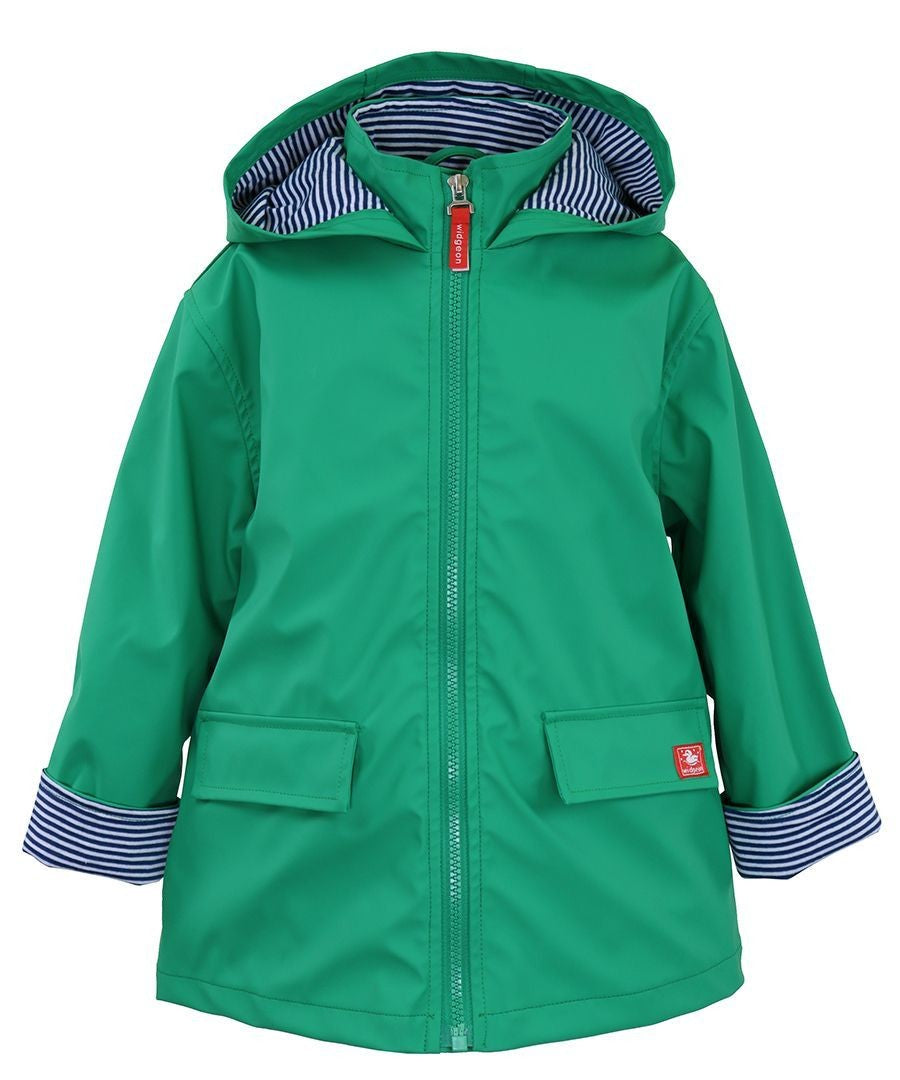 Widgeon Kids Unisex Rain Coat with Hood - Golf Green