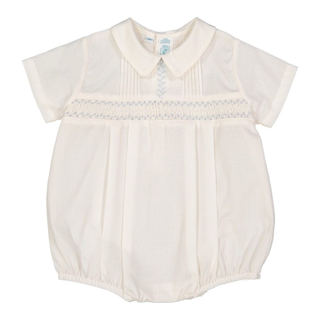 Feltman Brothers Baby Boys Ivory Vintage Bubble - Smocked in Blue