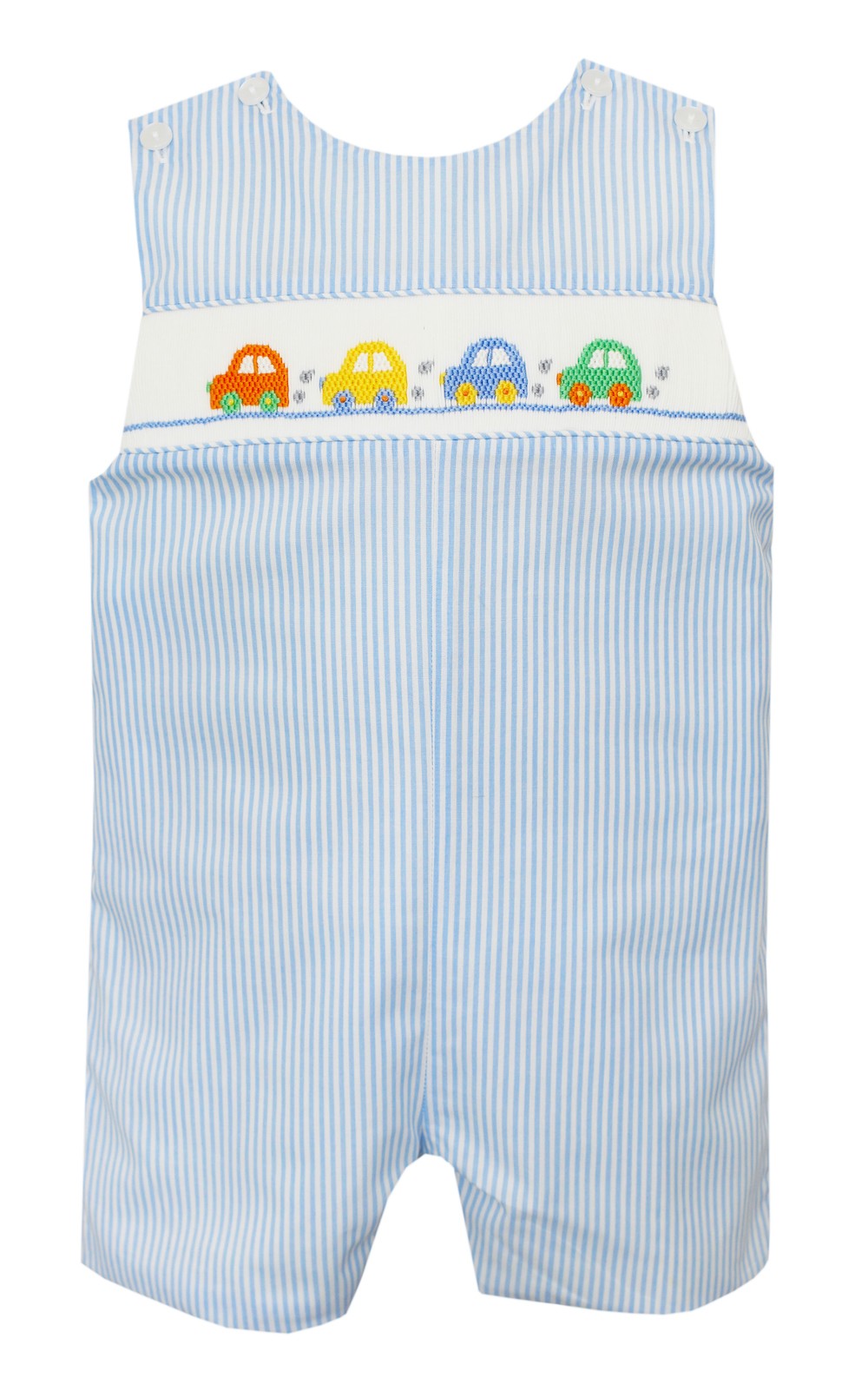 Petit Bebe Baby / Toddler Boys Light Blue Stripe Smocked Cars Jon Jon