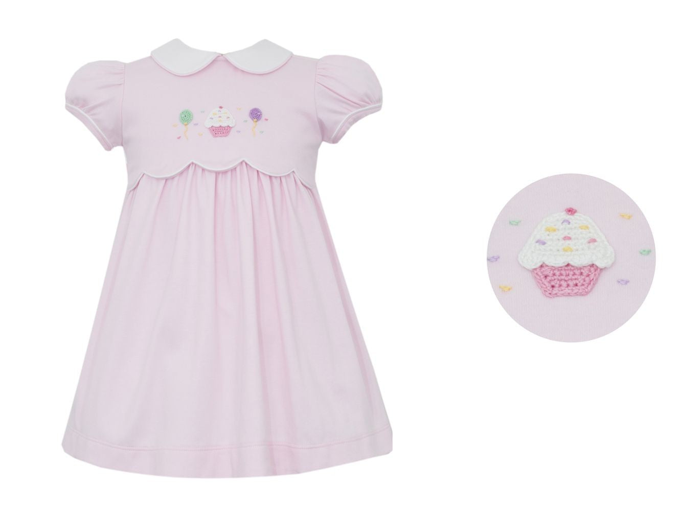 Petit Bebe Knits Girls Pink Dress - Birthday Cupcake