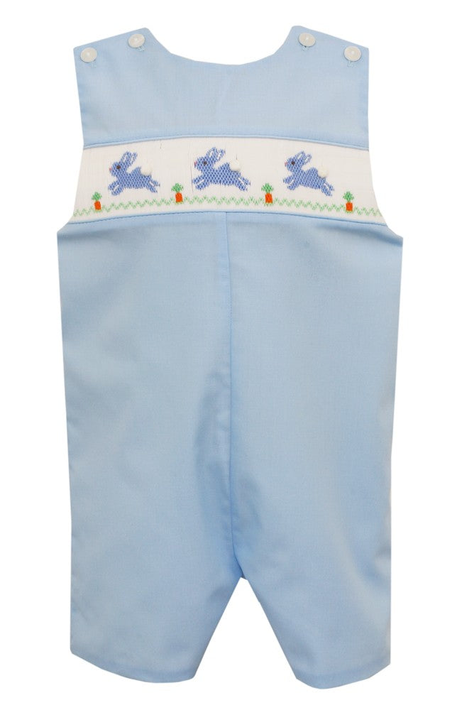 Petit Bebe Baby / Toddler Boys Light Blue Poplin Smocked Easter Bunnies Jon Jon by Petit Bebe