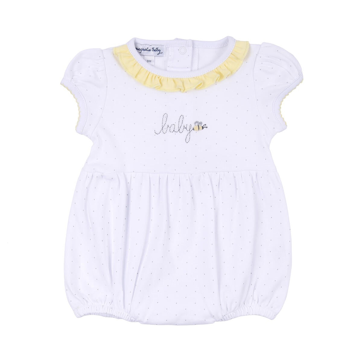 Magnolia Baby White Baby Bee Embroidered Bubble - Girl by Magnolia Baby