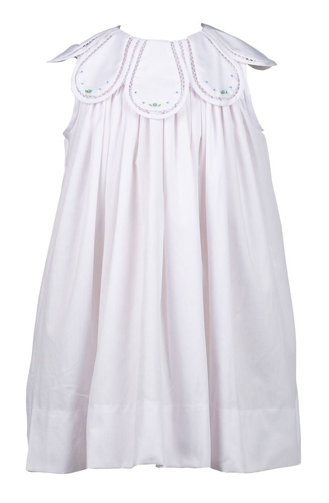 Proper Peony Girls Birdie Tulip Collar Dress - White