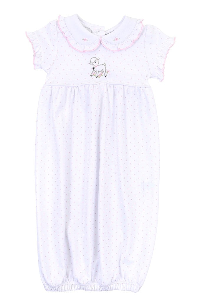Magnolia Baby Girls Precious Lamb Gathered Gown