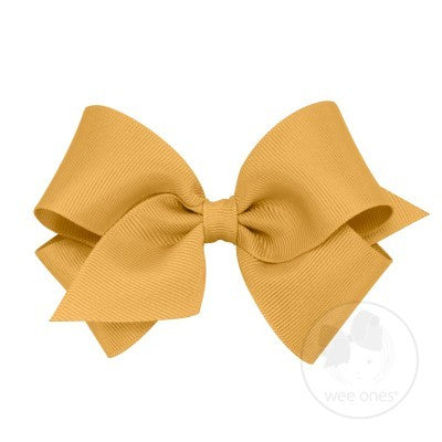 Wee Ones Girls Clasic Grosgrain Bow on Clip - Old Gold