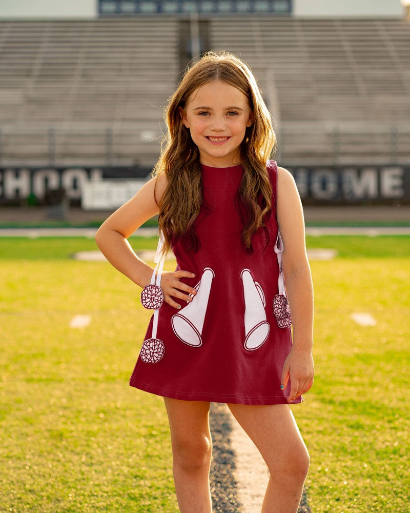Yellow Lamb Girls Game Day Jumper Cheer Dress - Crimson Burgundy