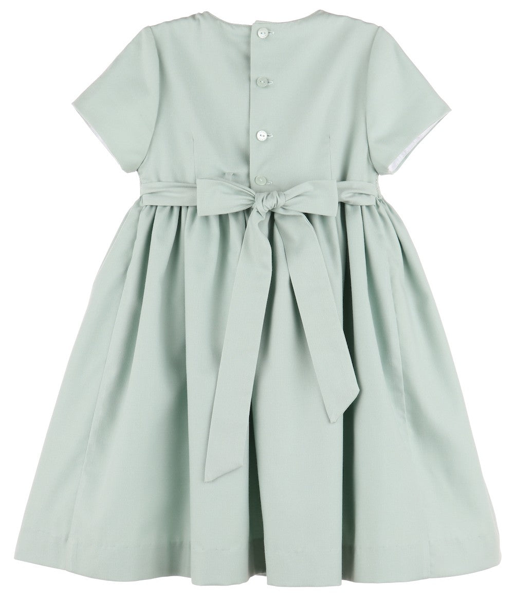 Luli & Me Girls Smocked Bodice Dress with Sash - Mint Green by Luli & Me
