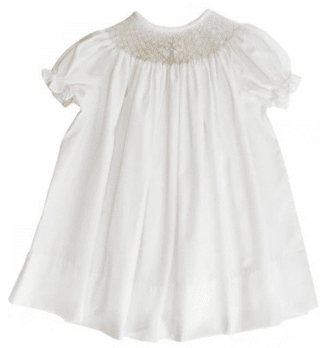 Bailey Boys Baby Girls Smocked Cross Christening Dress - Short Sleeves