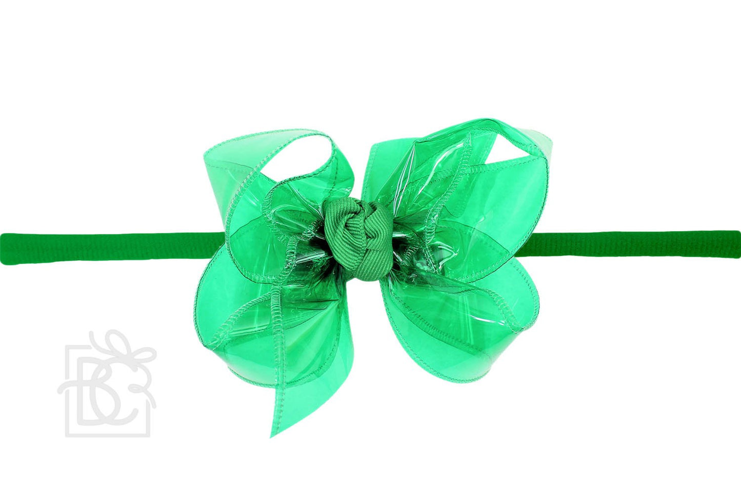 Beyond Creations Girls 1/4" Pantyhose Headband with Attached Bow - Waterproof - Emerald Green by Beyond Creations