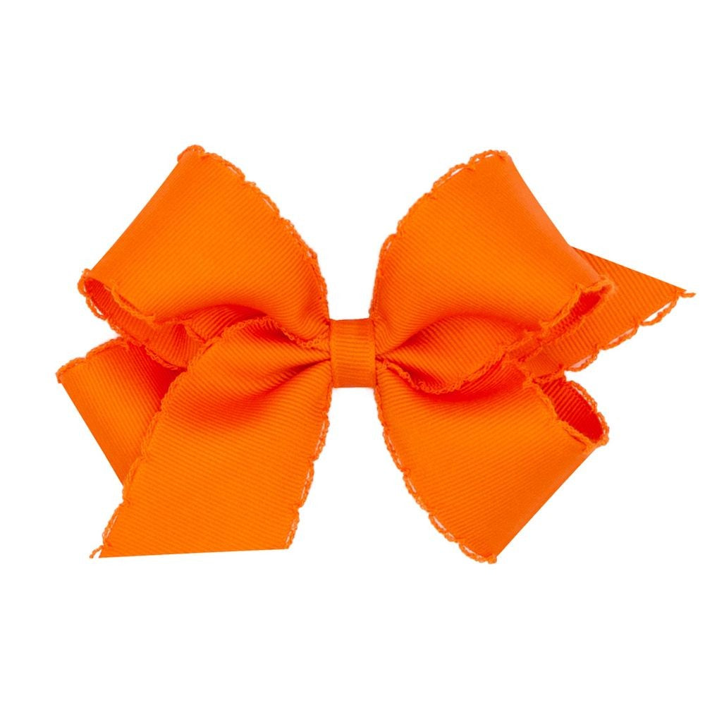 Wee Ones Girls Hair Bow - Monotone Moonstitch - Orange