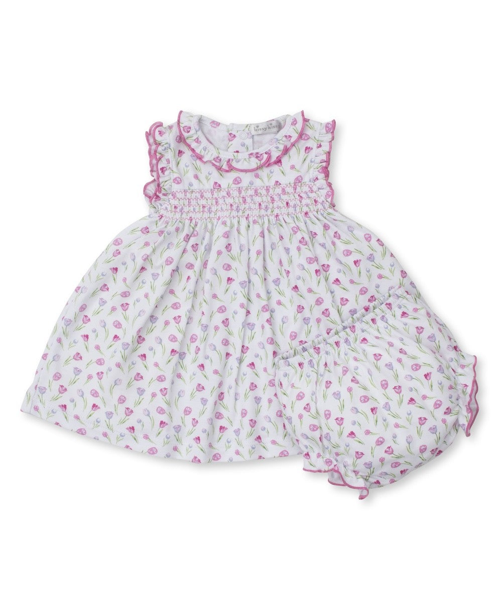 Kissy Kissy Baby Girls Smocked Dress Set - Pink Tulip Festival