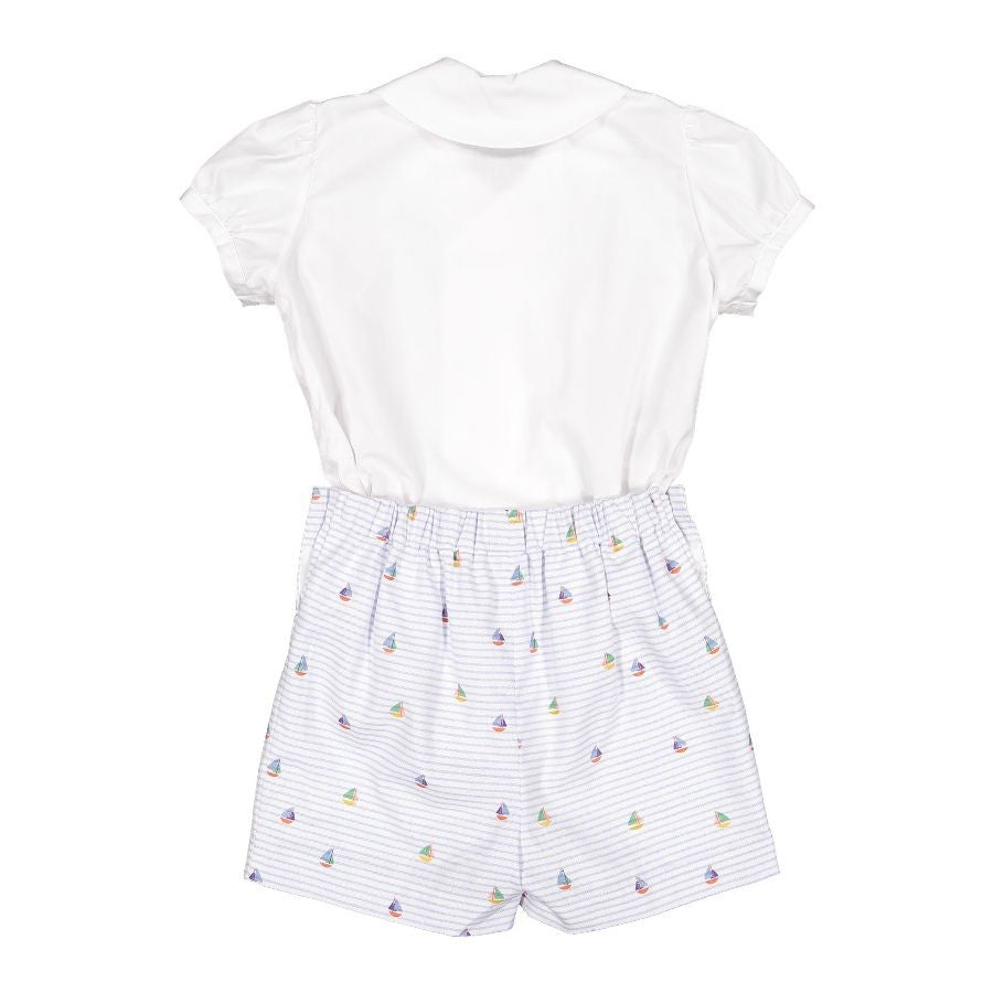 Sal & Pimenta Boys Blue Nautical Button On Set - Sailor Collar