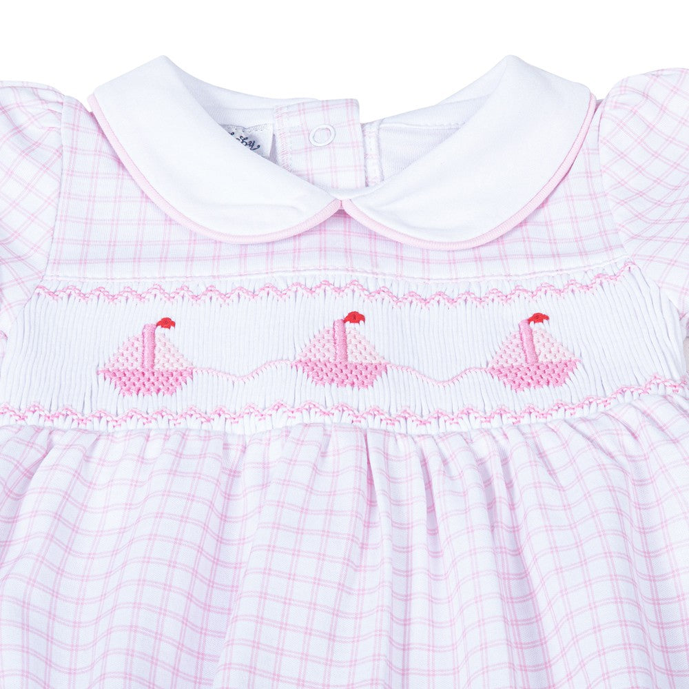 Magnolia Baby Ahoy Baby Classics Smocked Collared S/S Girl Bubble