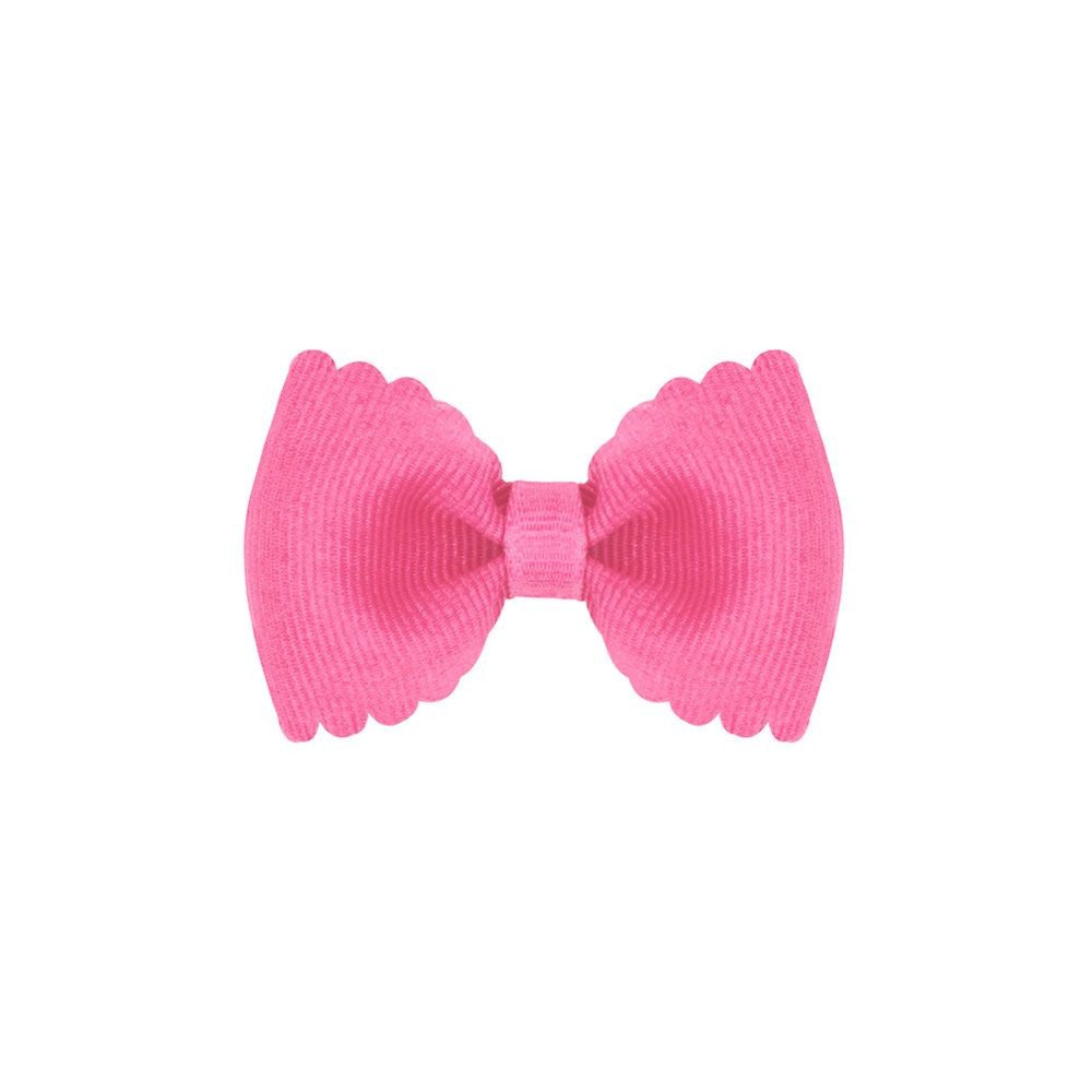 Wee Ones Girls Scallop Edge Bow - Tiny Bow Tie - Hot Pink
