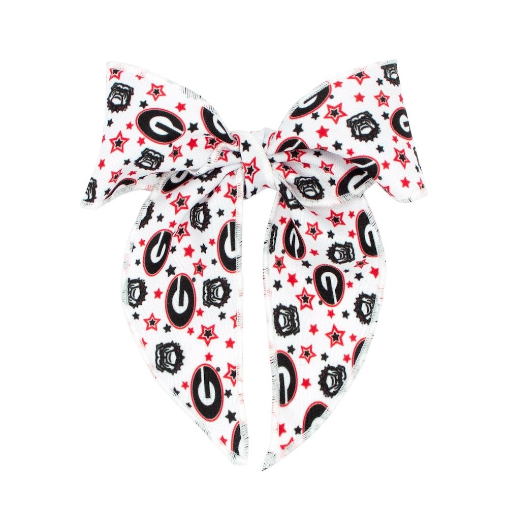 Wee One Girls College Star Whimsy Bow with Tails - UGA Georgia Bulldogs