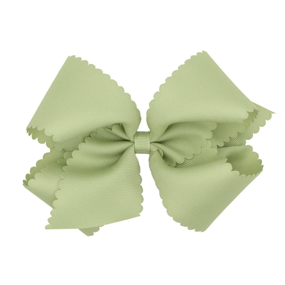 Wee Ones Girls Grosgrain Hair Bow on Clip - Scallop Edge - Celery Green by Wee Ones