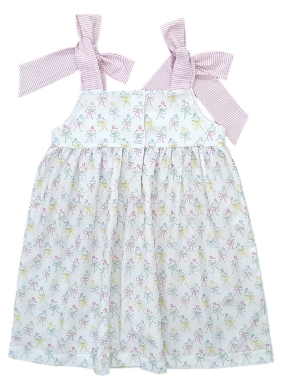 James & Lottie Girls Pastel Thea Dress with Pink Ties - Bouquets & Bows
