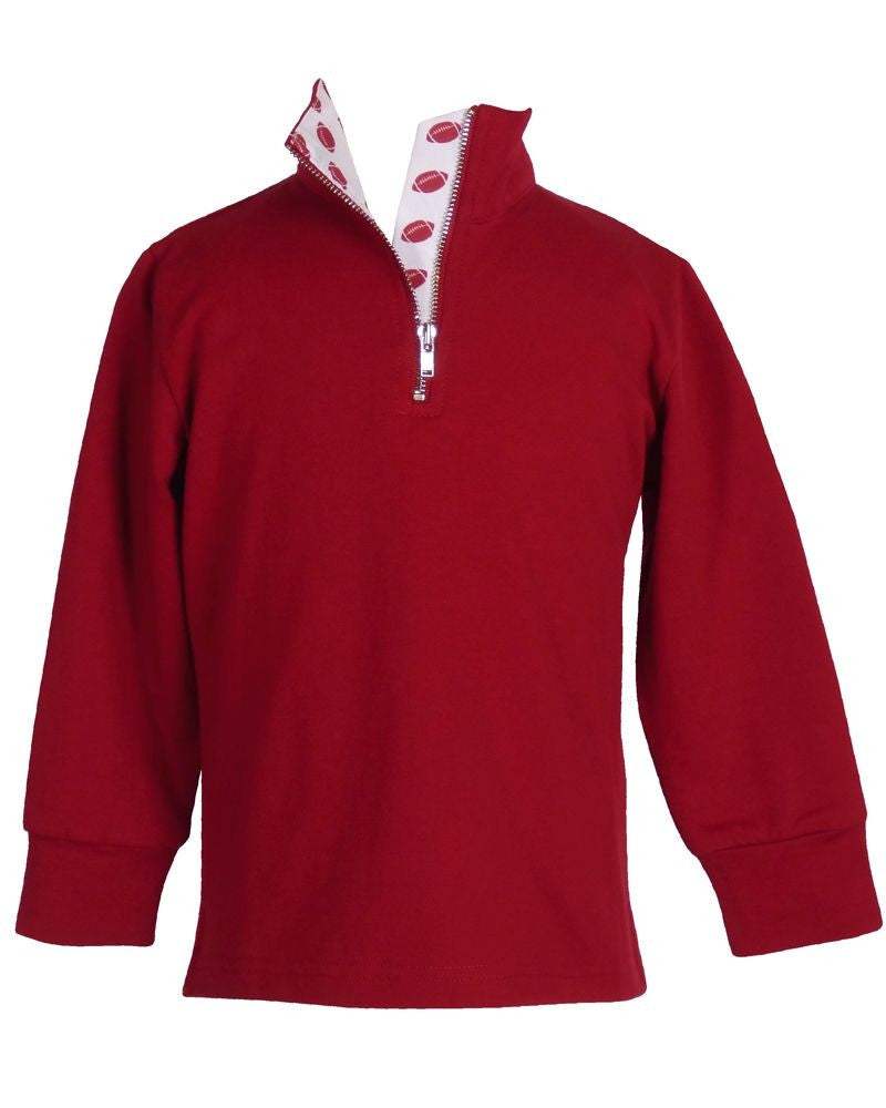 Yellow Lamb Boys Game Day Quarter Zip Sweater - Crimson Burgundy
