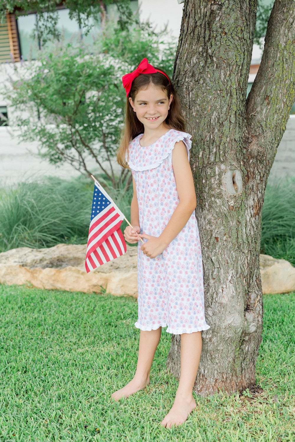 Lila & Hayes Girls Maris Dress - Patriotic Fireworks Show