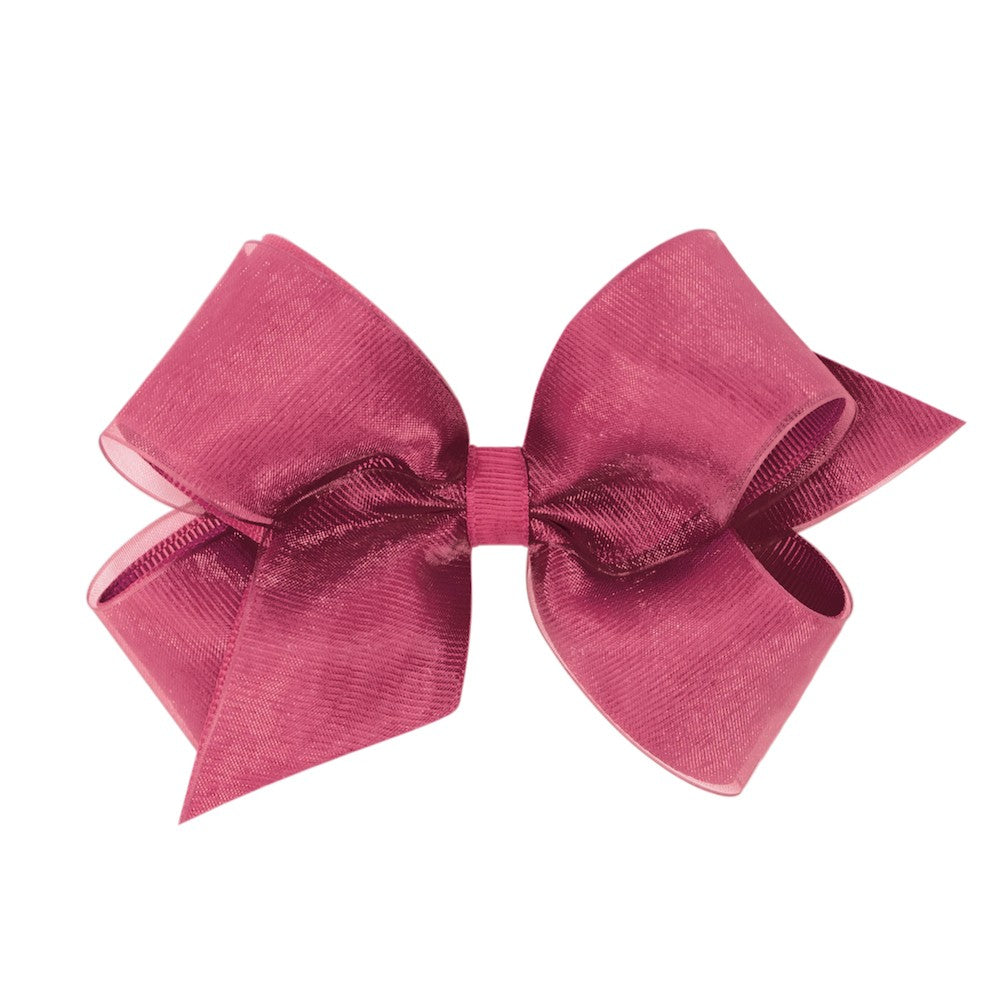 Wee Ones Girls Organza Overlay Grosgrain Bow - Mauve Dusty Rose Pink by Wee Ones