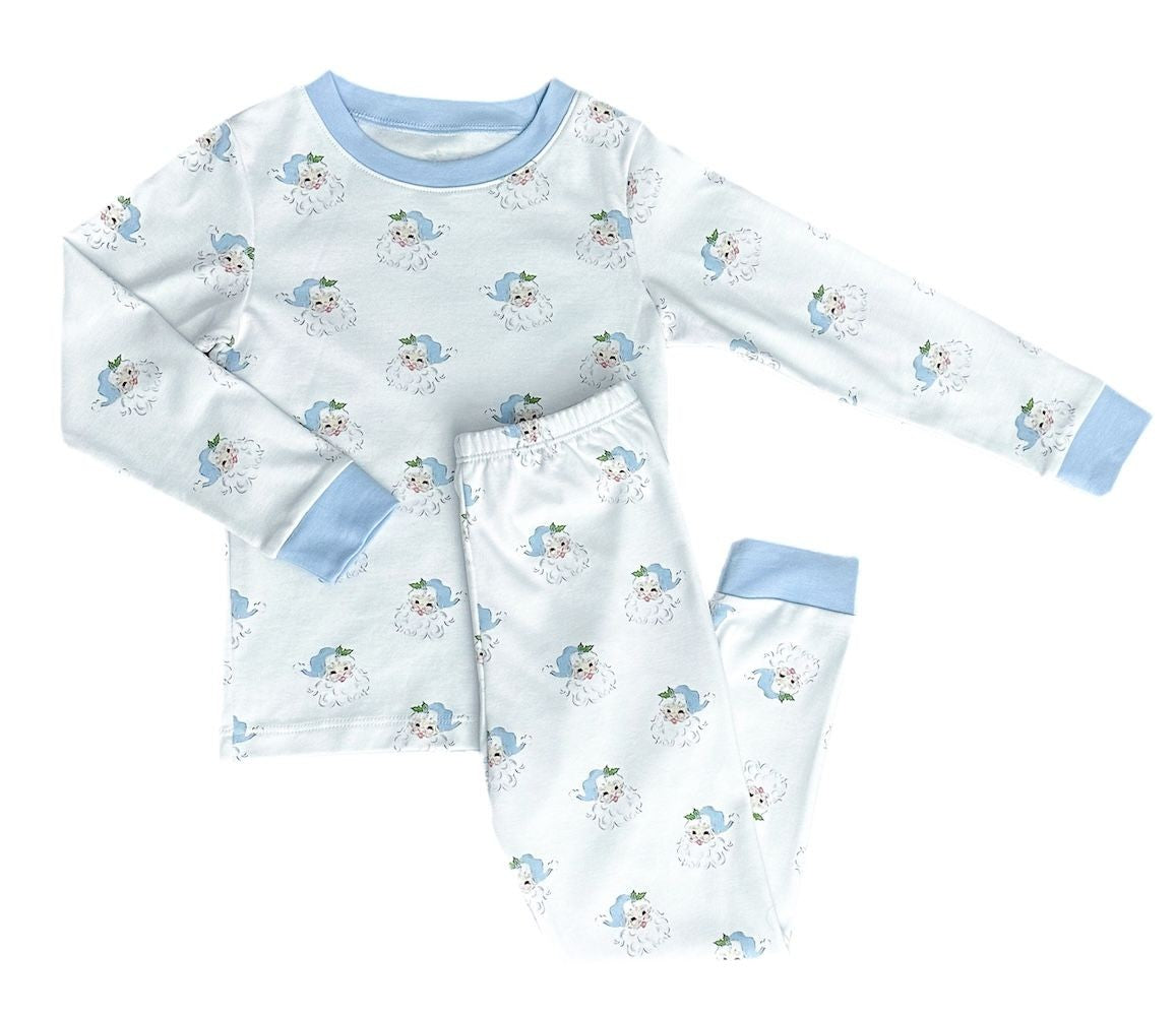 James & Lottie Christmas Two Piece Pajamas Set - Blue Santa Claus