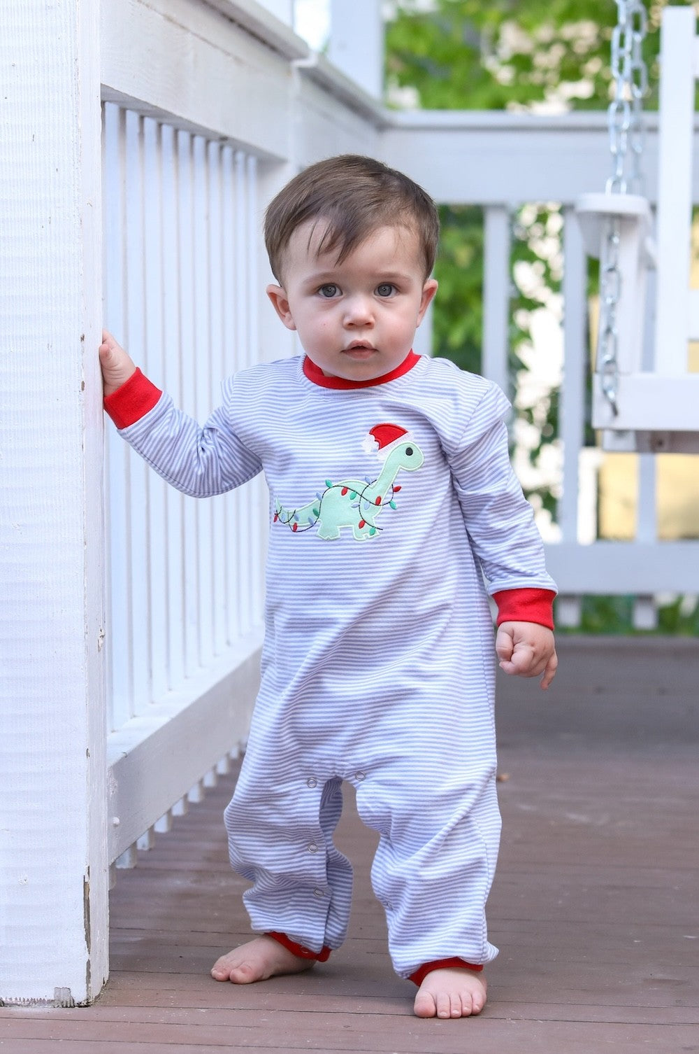 Trotter Street Kids Baby Boys Romper - Christmas Santa Dino