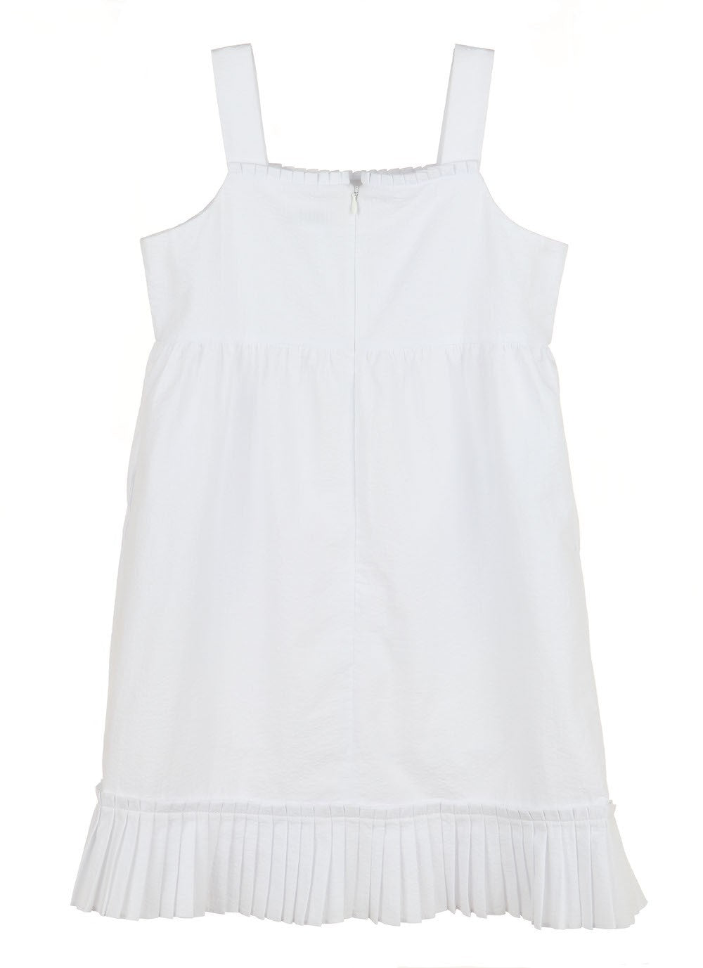 Luli & Me Gabby Girls Anne Strappy Dress - White with Pleated Hem