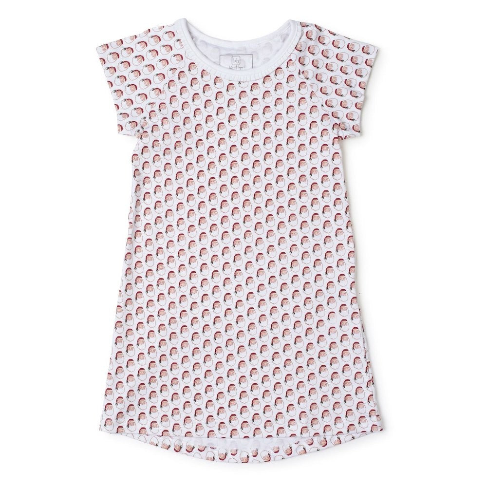 Lila & Hayes Girls Sadie Lounge Shirt - Red Holly Jolly Santa