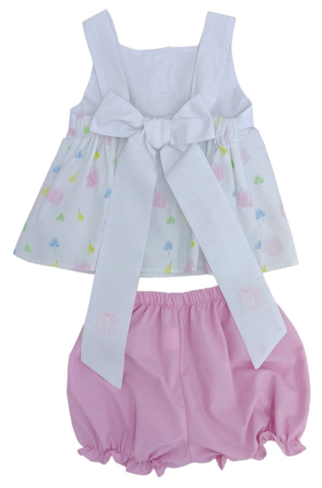 James & Lottie Girls Pink Sophia Scalloped Birthday Bloomer Set