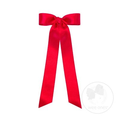 Wee Ones Girls French Satin Bow with Streamers - Ruby Red by Wee Ones