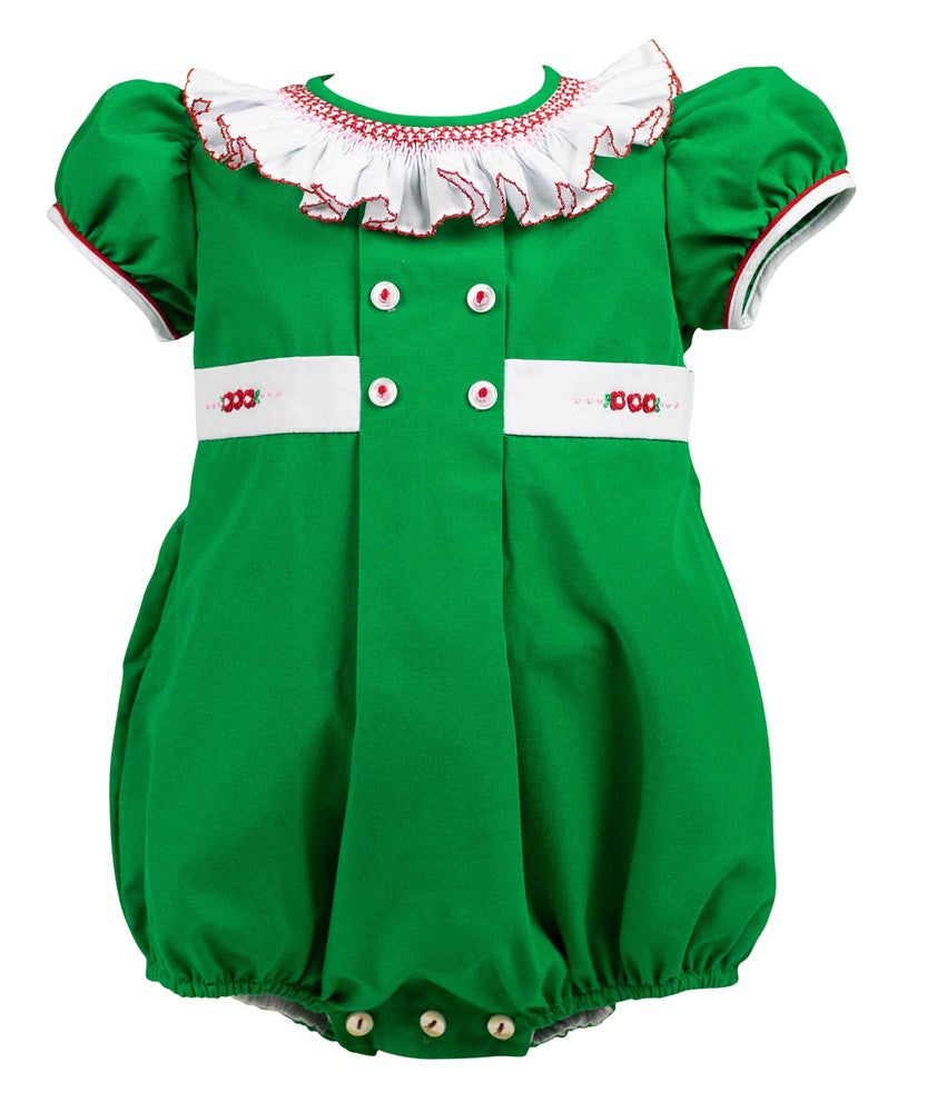 Proper Peony Baby Girls Green Juniper Christmas Bubble