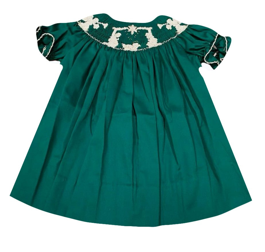 The Best Dressed Child Girls Emerald Green Smocked Nativity Dress - Bishop